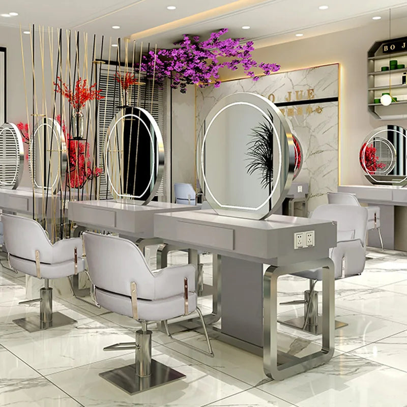 Double-sided mirror table for tgf barber shop, special for dyeing and ironing double-sided mirror hair salon for hair salon
