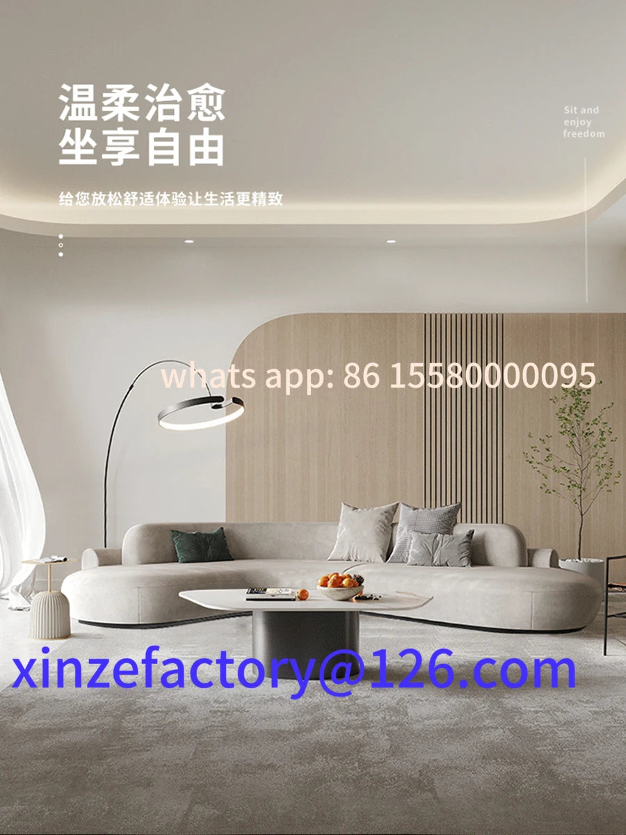 Customizable Italian Minimalist Arc Sofa - Modern Luxury Designer Fabric Sectional for Model Homes