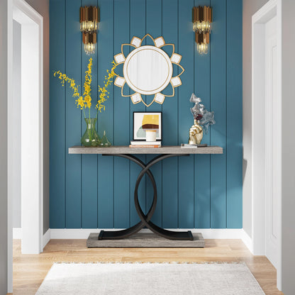 Tribesigns Gold Entryway Table, Modern 39-Inch Console Faux Marble Narrow Wood Sofa with Geometric Metal Legs