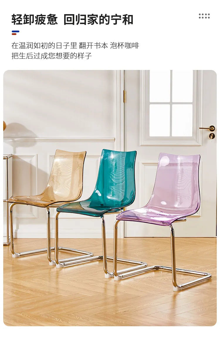 Nordic Reinforced Transparent Chair  Designer Acrylic Backrest Dining Chair Modern Toss Stool  Minimalist Dining Room Chair