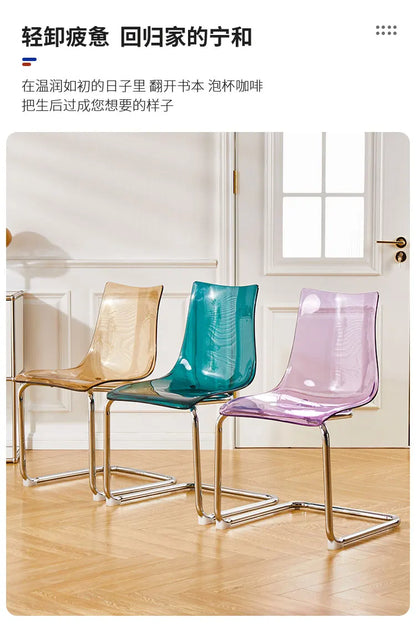 Nordic Reinforced Transparent Chair  Designer Acrylic Backrest Dining Chair Modern Toss Stool  Minimalist Dining Room Chair