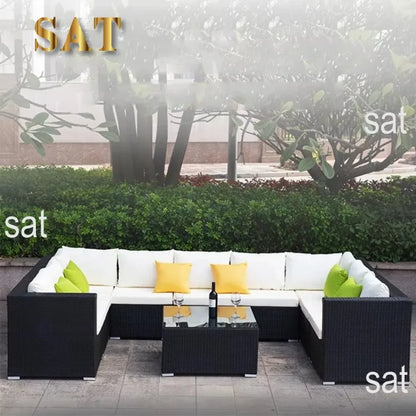 Modern Outdoor Wicker Patio Set Aluminum Furniture Rattan Sofa Bistro Garden Couch