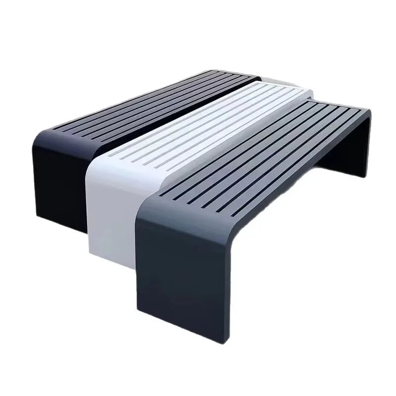 Banc de jardin en bois en métal résistant aux intempéries, banc de pelouse de Patio de parc, siège extérieur en acier