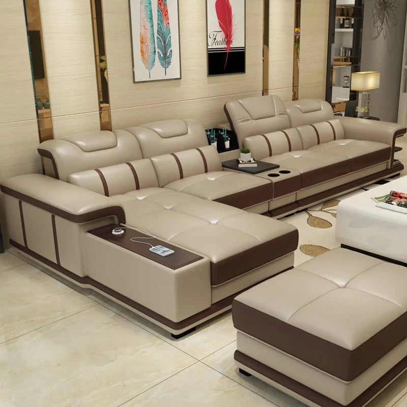 Modern Style Multifunctional Sofa Single Seat L-Shaped Combination Sofa With Massage Chair Leather Sofa Set With Speaker