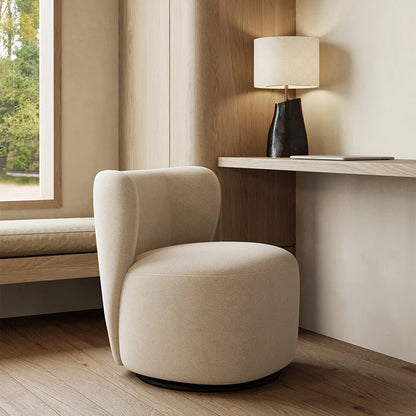 Single balcony sofa is simple, leisure chair, rotatable fabric, bedroom dressing stool, retro light luxury