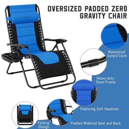 Chair Waterproof Oxford Cloth with Cotton Padded Adjustable Patio Zero Gravity Reclining