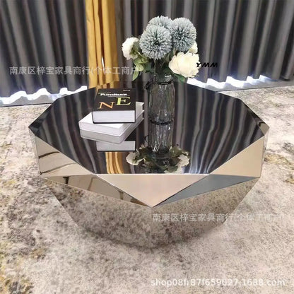 Creative Shape Stainless Steel Light Luxury Mirror Reception Coffee Table Living Room Tea Table Coffee Irregular Table