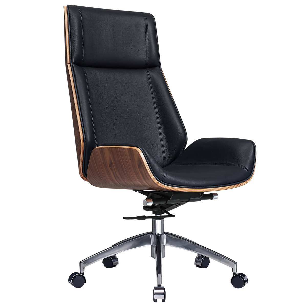 Luxury Real Leather High-Back Managerial Office Chair Genuine Leather Ergonomic 360 Swivel Lift Office Chair with Lumbar Support