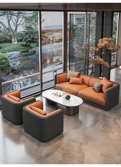 Nordic, light luxury, leisure, hotel, lobby, reception, sofa, combination