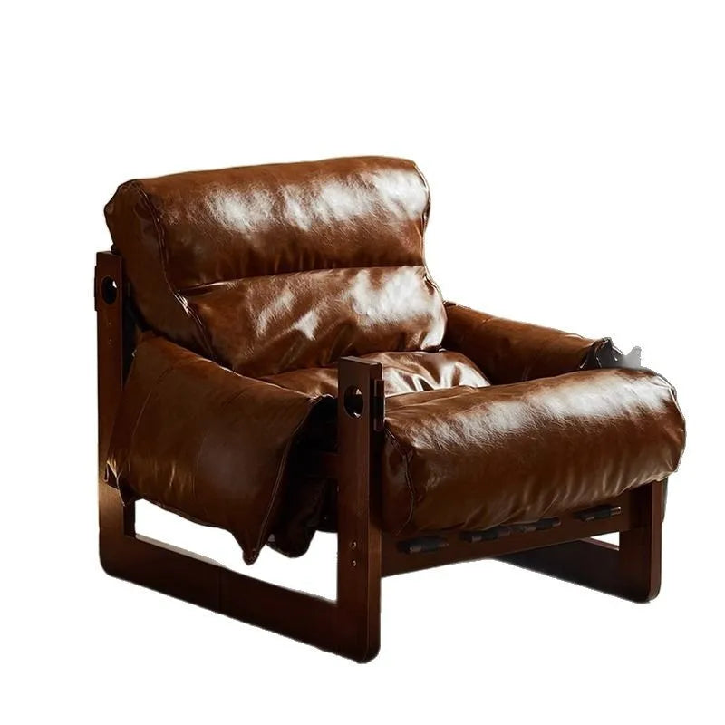 High-End Solid Wood Recliner Sofa Chair Home Personal Leisure Living Room Furniture Small Sofa Comfortable Lazy Chair