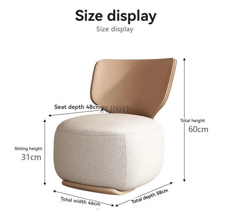 Creative small fabric cover high elasticity sponge filled casual fabric living room chair with wooden backrest