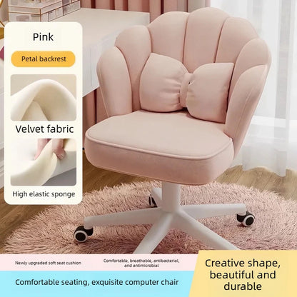 Rotating Makeup Stool for Girls Soft Comfortable Backrest Vanity Chair with Petal Design Home Dressing Table Stool Vanity Chairs