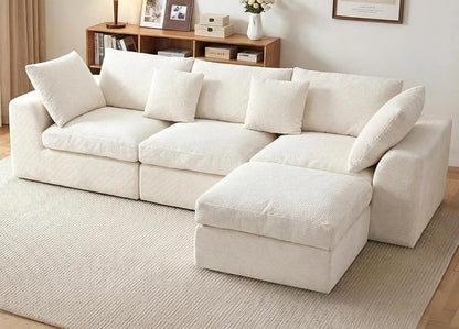 110" L-Shaped 3-Seat Modular Sectional Sofa with Movable Design