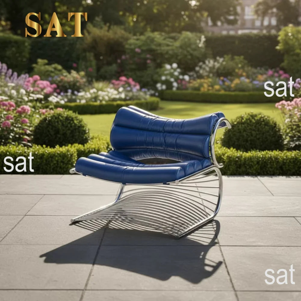 ✿–q Modern Tubular Frame Leather Accent Chair for Premium Law Firm Client Reception Area & Modern Furniture Exhibition Hall