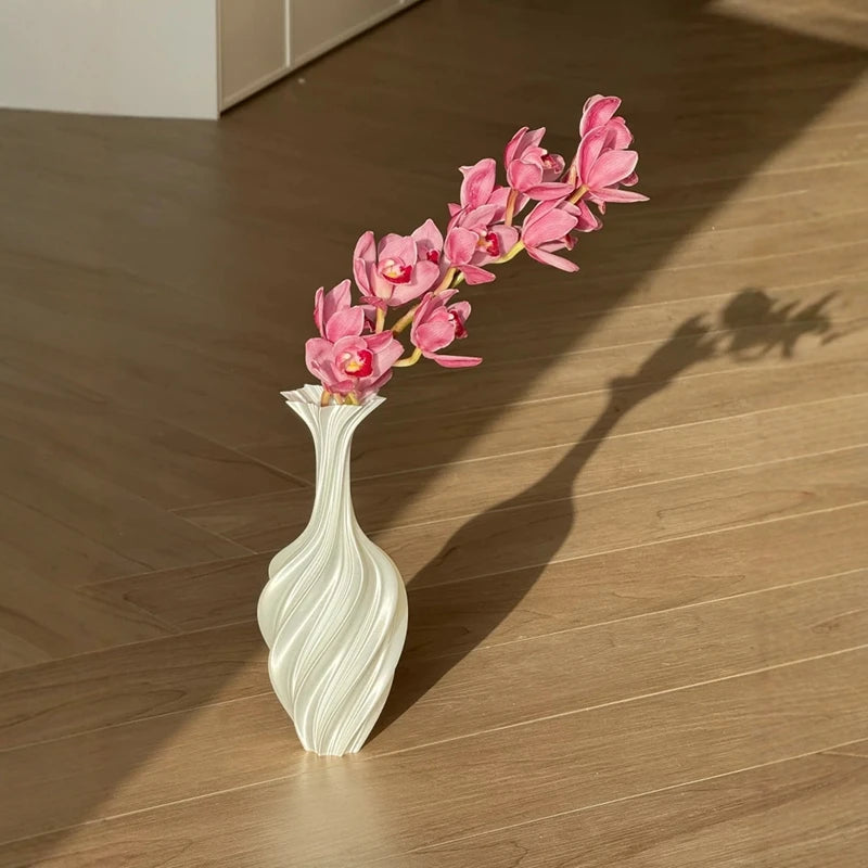 Modern Style Vase Room Decoration Plastic Flower Vase Wihte Black Flower Bottle Aesthetic Floral Arrangement Display Vase