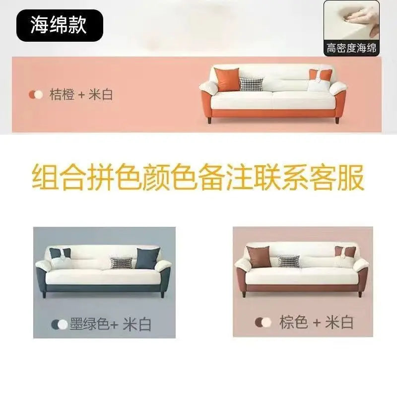 Double sofa small apartment modern living room leather leather sofa sofa three-person cowhide simple