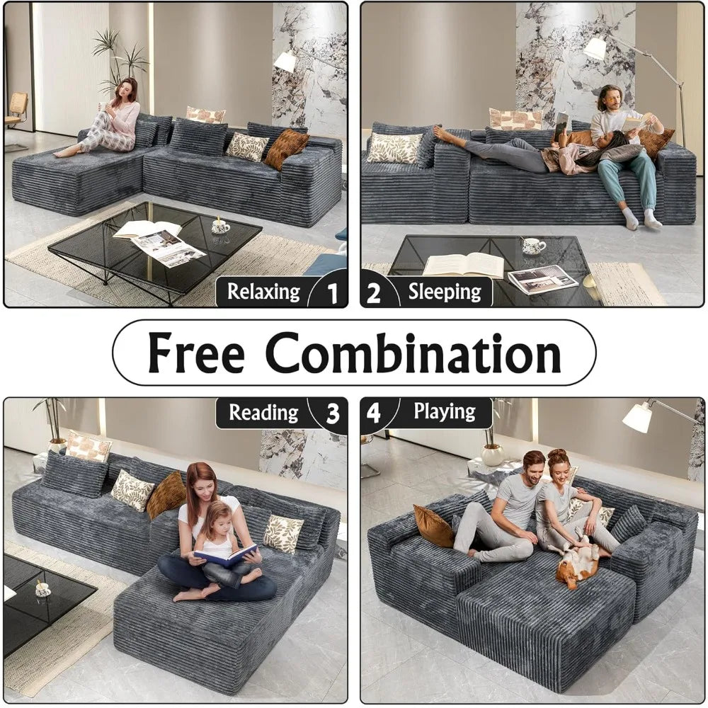 sectional couches for Living Room-Corduroy Couch，104