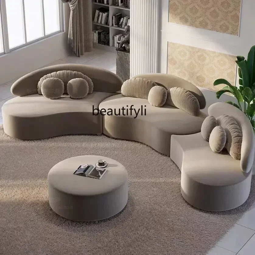 2003    Nordic light luxury curved sofa designer living room fabric sofa creative combination