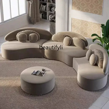 2003    Nordic light luxury curved sofa designer living room fabric sofa creative combination