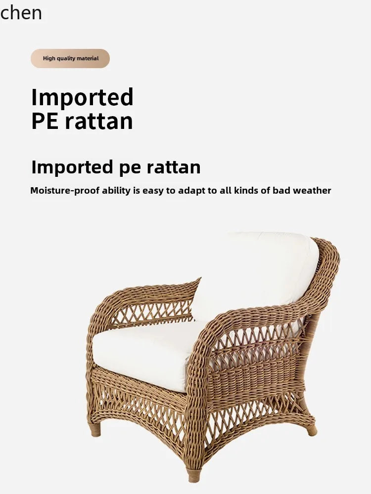 HXL outdoor sofa balcony rattan chair garden waterproof aluminum alloy outdoor terrace casual rattan sofa chair