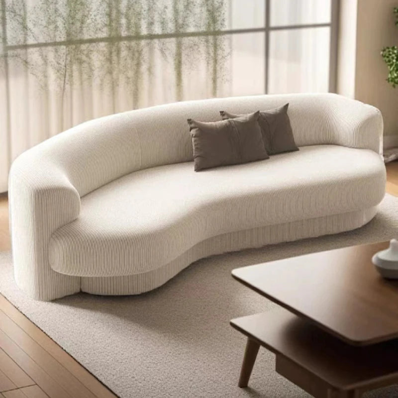 Fabric Living Room Sofas European Beige Italian Curved Luxury Couch Double Modern Designer Divano Soggiorno Home Furniture