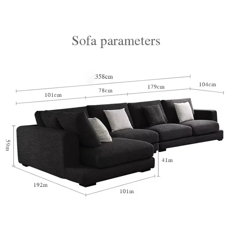 -For Extra Large Black Wide Corner Sofa Fabric Corner Couch 7 Seater Living Room Sofas Floor Couch&