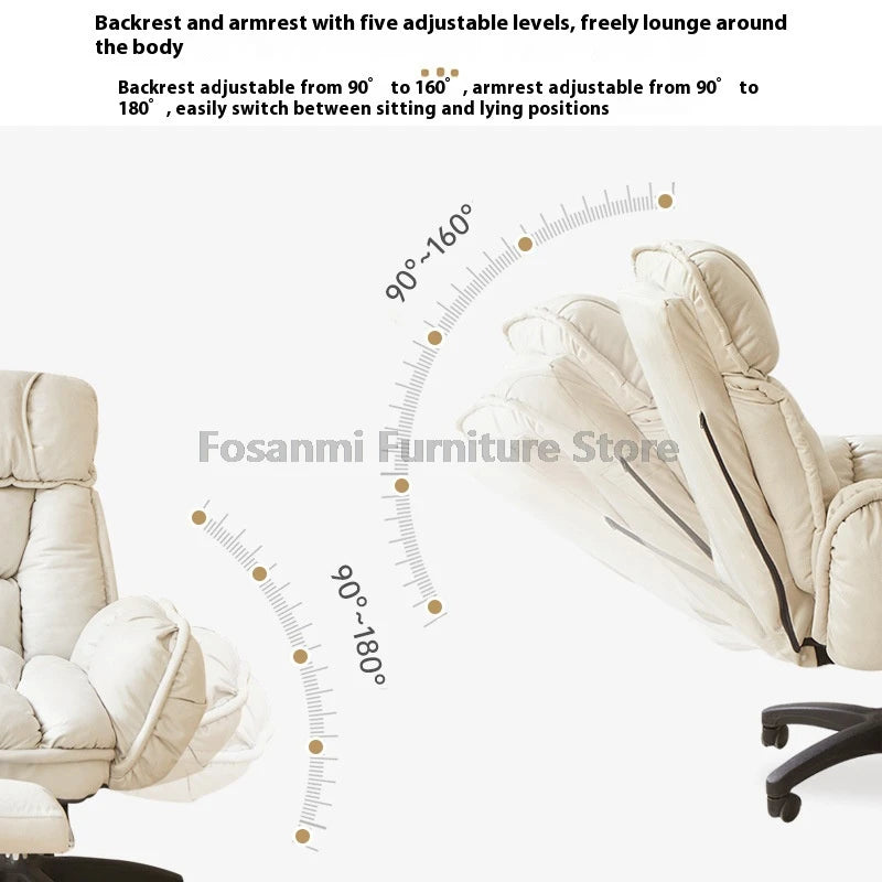 Comfort Soft Desk Chair with Adjustable Armrests Home Office Ergonomic Wide Seat Computer Chairs High-Back Gaming Recliner Chair