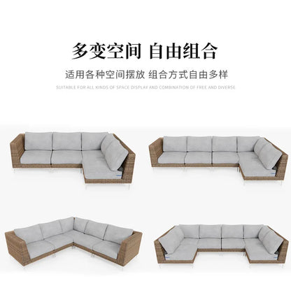 Nordic Outdoor Sofa - Round Rattan-Style Corner Set For Courtyards, Balconies, And Hotels Sun-Resistant