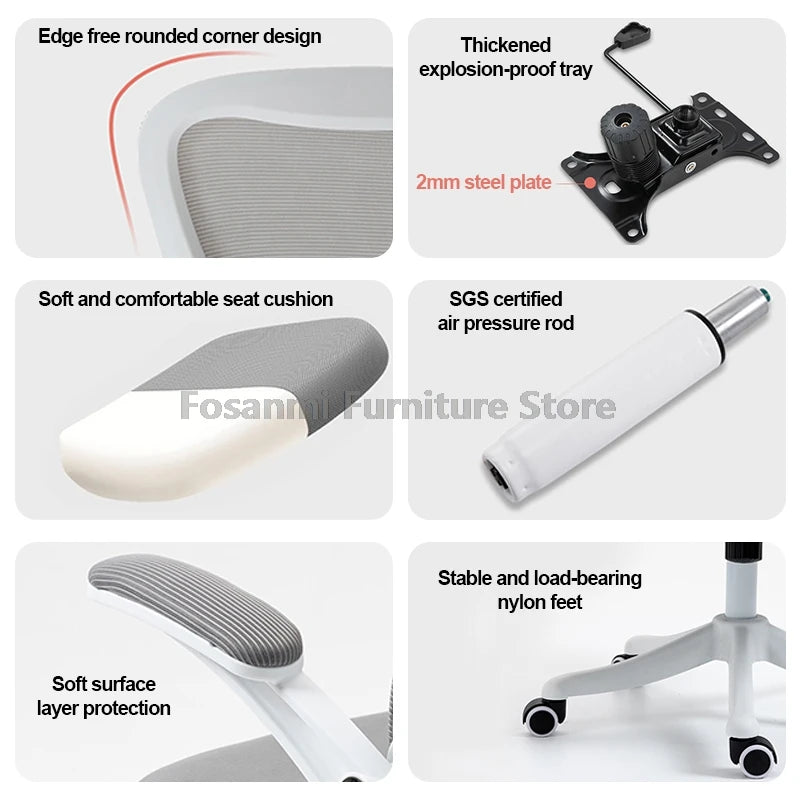 Adjustable Lumbar Support Home Desk Chairs with Armrests Students Study Computer Chair Office Mesh Swivel Chair with wheels