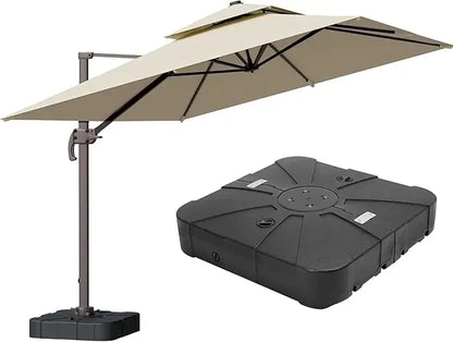 Large 9' X 12' Cantilever Patio Umbrella with 360° Rotation Heavy Duty Windproof Double Top Outdoor Rectangular Offset Umbrella