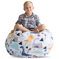 Printed Children's Plush Toy Storage Beanbag Set Comfortable Lazy Sofa Beanbag Storage Stuffed Chair Children's Toy Zipper