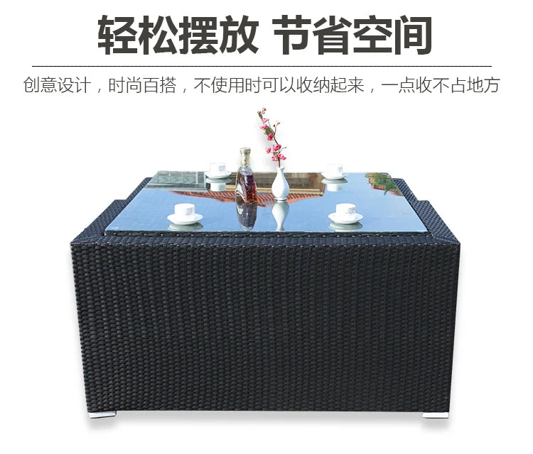 Outdoor rattan tables and chairs balcony rattan sofa courtyard leisure rattan art