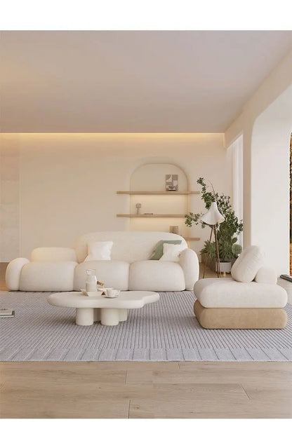 Simple living room, modern cream style, rental house, fabric sofa, straight row light luxury, bedroom sofa