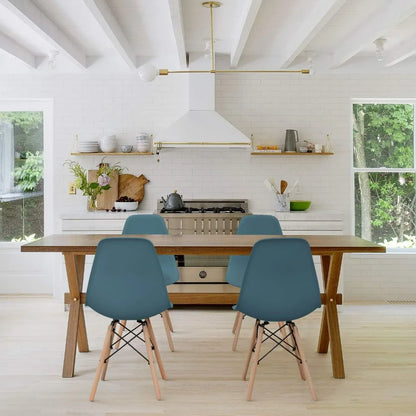 Furmax Modern Style Dining Chair Mid Century Modern DSW Chair, Shell Lounge Plastic Chair for Kitchen Chairs Set of 4(White)