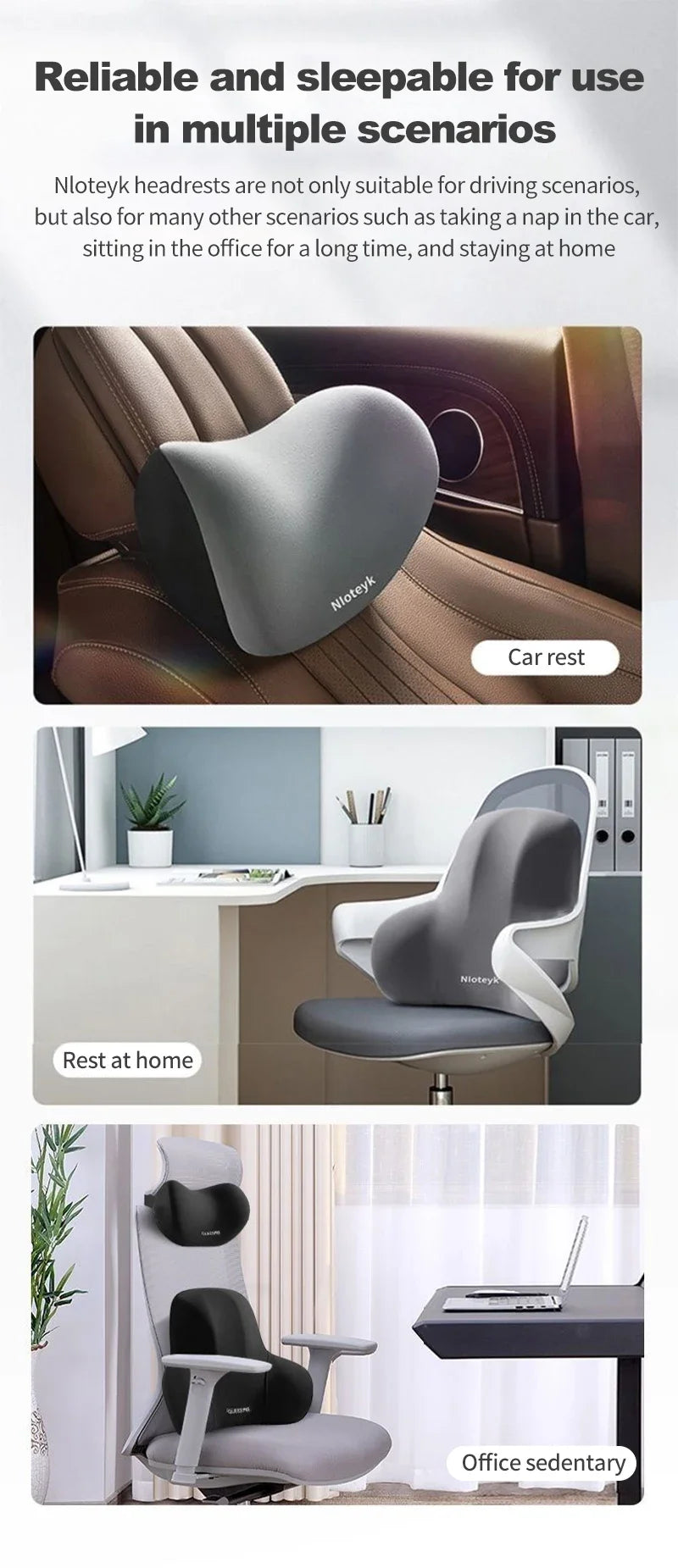 Car Neck Pillow Memory Foam Headrest Cushion Breathable Lumbar Back Support Pillow Relieve Fatigue for Car Seat Office Chair