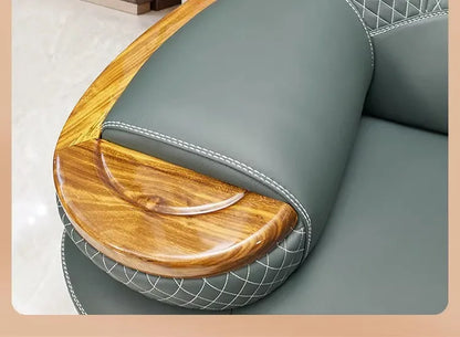 Modern minimalist, ebony leather sofa, new Chinese combination