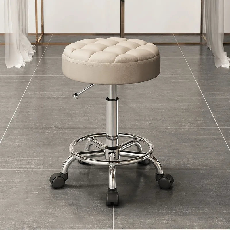 Household beauty stool, metal industrial hair chair with rotating lift pulley, suitable for salons and barber shops