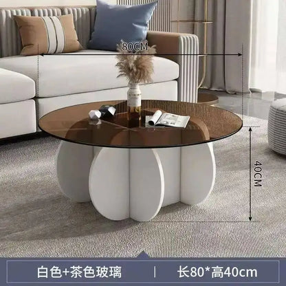 Table basse ronde en verre trempé résistant aux hautes températures, style luxe léger et créatif, stable, pour salon et maison