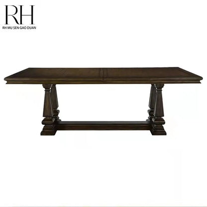 Solid Wood Dining Table Mild Luxury Retro  Log Home Living Room