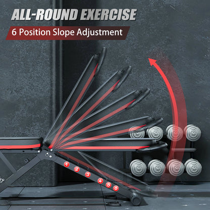 Weight Bench Foldable 14-in-1 Dumbbell Bench 1000 lbs Sit-up Assist Fitness Equipment 6 Adjustable for Full Body Workout