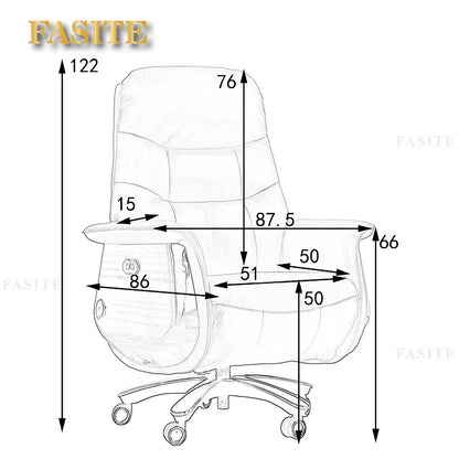 Lunch break can lie down dual-purpose leather office desk chair, light luxury sedentary and comfortable electric massage boss
