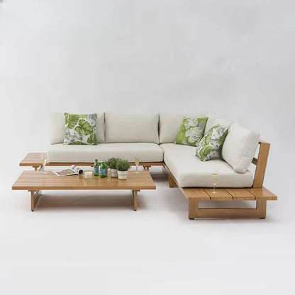Garden Garden Furniture Outdoor Sofa Set Modern Home Style Teak Sofa with Coffee Table
