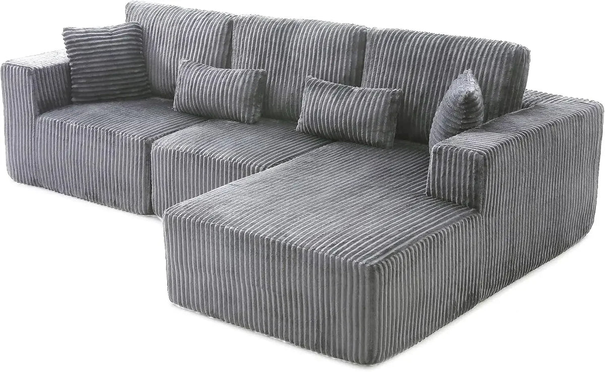 L-Shaped Modular Cloud Sofa with Chaise & Deep Seats