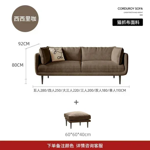 Latex Vintage Cat Scratch Cloth Fabric Sofa Small Apartment Living Room Removable and Washable Complete Set