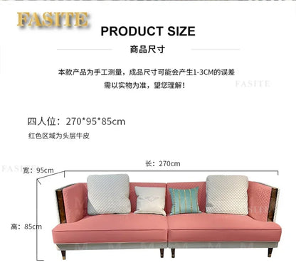 Italian light luxury leather sofa combination
