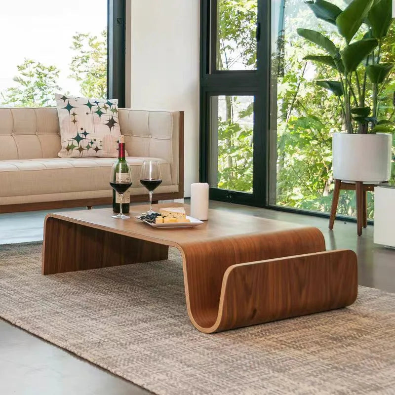 Solid Wood Coffee Table Modern Bentwood Room Desks Portable Low Center Tea Table  Living Room Furniture Side Storage Design
