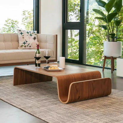 Solid Wood Coffee Table Modern Bentwood Room Desks Portable Low Center Tea Table  Living Room Furniture Side Storage Design