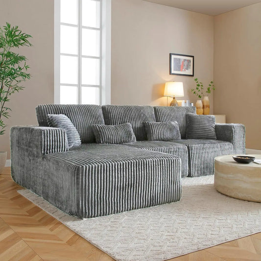 Cloud Sectional Sofa, 107' L-Shaped Dark Grey Couch with Deep Seat Memory Foam, Left-Facing Chaise