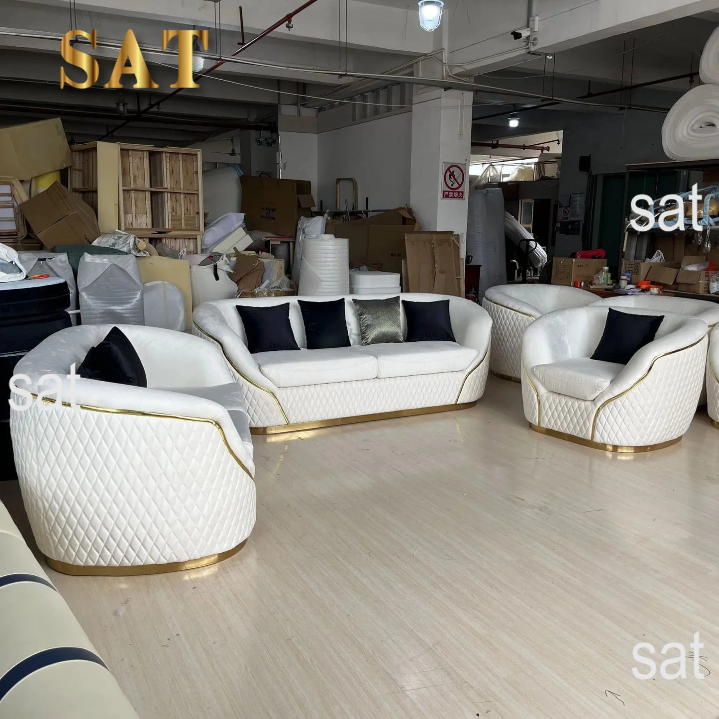 European velvet sofa modern simple size apartment living room Light luxury leather straight-row sofa combination