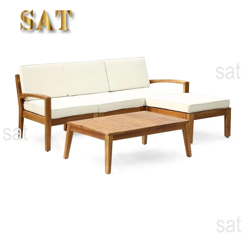 #Luxury More Design Waterproof Living Room Patio Hotel Sectional Outdoor Sofa Teak Wood Balcony Garden Set
